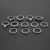 R-1505 2 Styles Rings Set Vintage Silver Metal Rhinestone Midi Finger Ring Sets for Women Gypsy Dancer Boho Party Jewelry