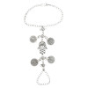 B-0906 Vintage Silver Hamsa Fatima Coins Pendant Bracelet with Finger Ring Hand Chain Harness
