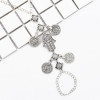 B-0906 Vintage Silver Hamsa Fatima Coins Pendant Bracelet with Finger Ring Hand Chain Harness