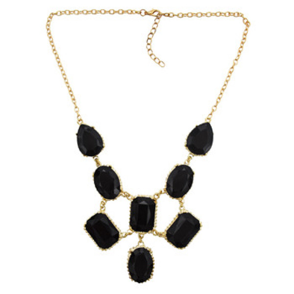 N-3014 European Style Gorgeous Gold Plated Black Resin Gem Drop Women Choker Necklace