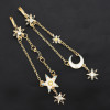 E-4781 Unique Gold Colors Gothic Fashion Long Drop Earrings Stars Moon Pendant Tassel crystal Dangle Earring For Women Jewelry Design