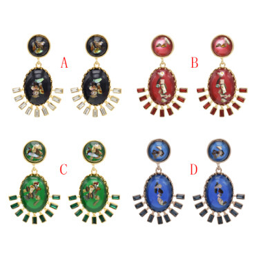 E-4785 4 Colors Elegant  Rhinestone Drop Earrings Artficial Crystal Dangle Earrings for Women Boho Wedding Party Jewelry Gift