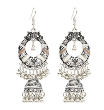 E-4792 6 Colors Boho Silver Metal Bells Statement Drop Dangle Earrings for Women Festival Party Jewelry