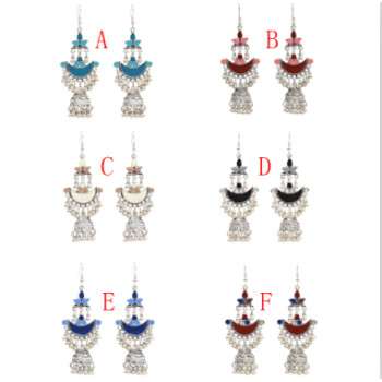 E-4790 6 Colors Vintage Silver Bells Tassel Drop Dangle Earrings For Women Jewelry Design