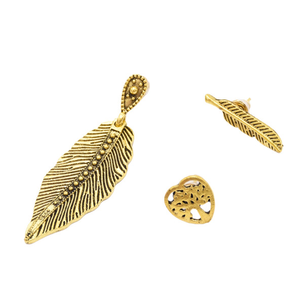 E-4802 Fashion 3pcs/set Semicircle Cross Pendant Leaf Earrings Stud for Women