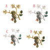 P-0408 Aamazing Gold Silver Plated Enamel Leaves hundreds of Colorful Rhinestones Owls Pin Brooch
