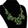 N-0513 Vintage Style Bronze Metal Resin Gem Flower Choker Necklace