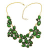 N-0513 Vintage Style Bronze Metal Resin Gem Flower Choker Necklace