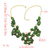 N-0513 Vintage Style Bronze Metal Resin Gem Flower Choker Necklace