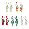 E-4799 Fashion Women's Long Big Rhinestone Crystal Drop Earrings Peach Love Wedding Earrings