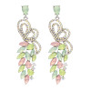 E-4799 Fashion Women's Long Big Rhinestone Crystal Drop Earrings Peach Love Wedding Earrings