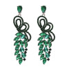 E-4799 Fashion Women's Long Big Rhinestone Crystal Drop Earrings Peach Love Wedding Earrings