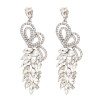 E-4799 Fashion Women's Long Big Rhinestone Crystal Drop Earrings Peach Love Wedding Earrings