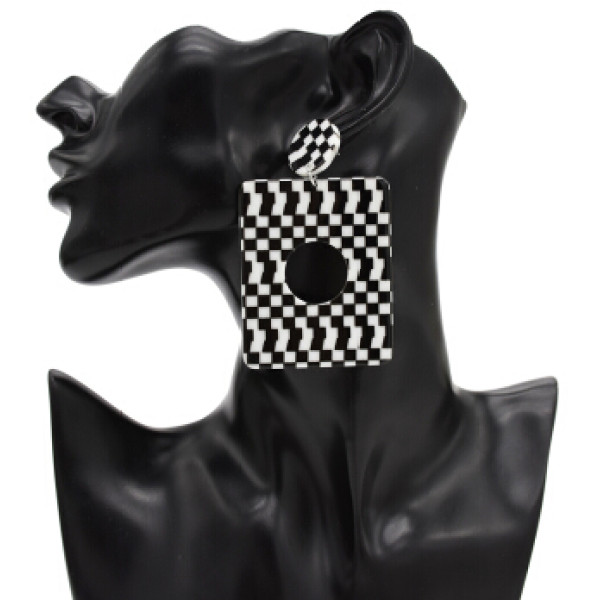 E-4803  5 Styles White & Black Color Geometric Acrylic Earrings for Women Bohemian Party Jewelry Gift
