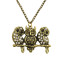 N-7106 Retro Three Owls Pendant Rhinestone Long Necklace Sweater Chain