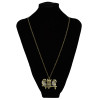 N-7106 Retro Three Owls Pendant Rhinestone Long Necklace Sweater Chain