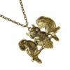 N-7106 Retro Three Owls Pendant Rhinestone Long Necklace Sweater Chain