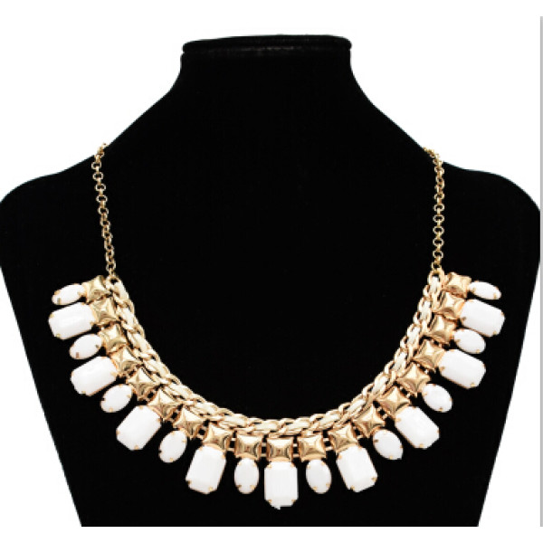 N-0795 Fashion Gold Chain Acrylic Beads Bib Statement Necklaces for Women Bohemian Party Jewelry