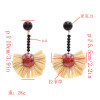 E-4801 Bohemian  Raffia Long Drop Statement Earrings Fringe Earring Stud