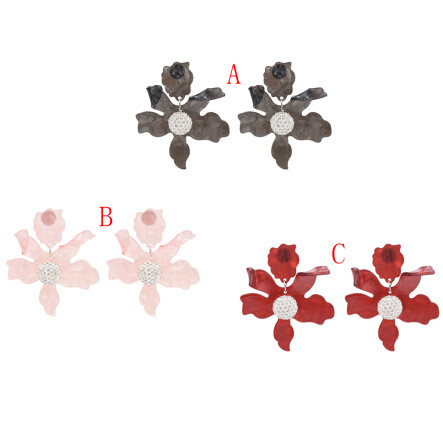 E-4798 Korean Style Fashion Jewelry Crystal Flower Stud Earrings For Women
