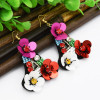 E-4778  Handmade Bohemian Flower Sequins Beaded Rhinestone Drop Earrings Hook Earring for Women