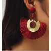 E-4462 5Colors Bohemian Fringe Earrings Graceful Beauty Gold Metal Resin Bead Fabric Thread Tassel Pendant Drop Earrings for Women Party Wedding Jewelry Accessories