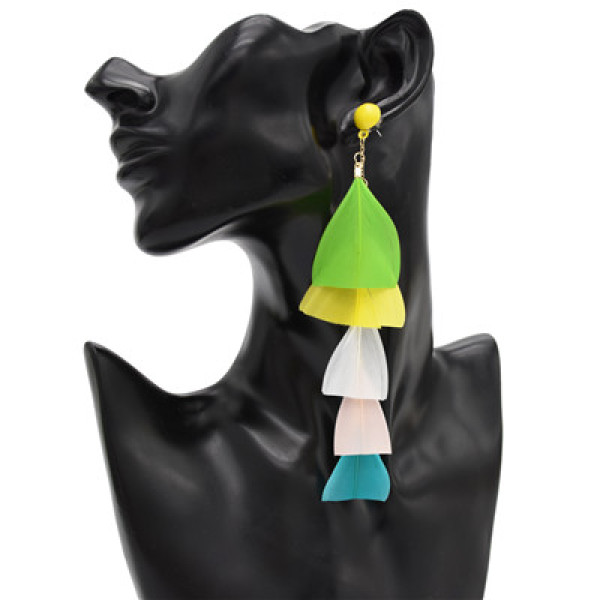 E-4797 3 Colors Trendy Summer Beach Feather Drop Earring For Women Jewelry Design