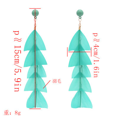 E-4797 3 Colors Trendy Summer Beach Feather Drop Earring For Women Jewelry Design