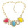 N-3013 European Style golden link chain clear rhinestone flower resin gem drop choker Necklace
