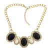N-3013 European Style golden link chain clear rhinestone flower resin gem drop choker Necklace