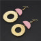 E-4809 New Fashion Bamboo Raft Weaving Handmade Round Pendant Earrings Bohemian Drop Earrings Hook Earring for Women jewelry