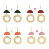 E-4809 New Fashion Bamboo Raft Weaving Handmade Round Pendant Earrings Bohemian Drop Earrings Hook Earring for Women jewelry