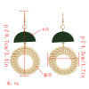 E-4809 New Fashion Bamboo Raft Weaving Handmade Round Pendant Earrings Bohemian Drop Earrings Hook Earring for Women jewelry