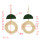 E-4809 New Fashion Bamboo Raft Weaving Handmade Round Pendant Earrings Bohemian Drop Earrings Hook Earring for Women jewelry