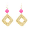 E-4808 Handmade Acrylic Beads Woven Rattan Long Drop Dangle Earrings for Women Boho Wedding Party Jewelry