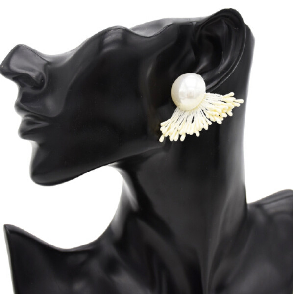 E-4807 Korean Style Fashion Jewelry Pearl Tassel Stud Earrings For Women
