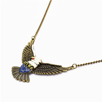 N-3382 Fashion Vintage Style Colorful Glazed Fly Wing Eagle Pendant Necklace Jewelry