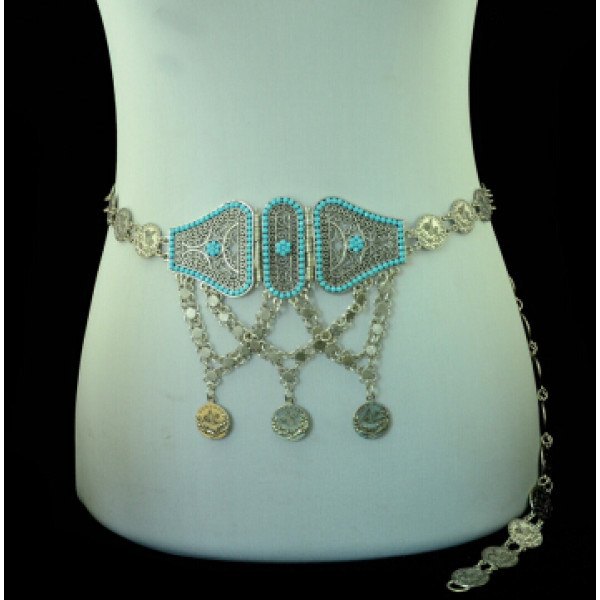 N-5224 Boho Ethnic Tribal Festival Jewelry Coin Resin India Belt Belly Body Chain Jewelry