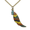 N-3276 Colorful Glazed Green Rhinestone Bronze Alloy Peacock Pendant Necklace