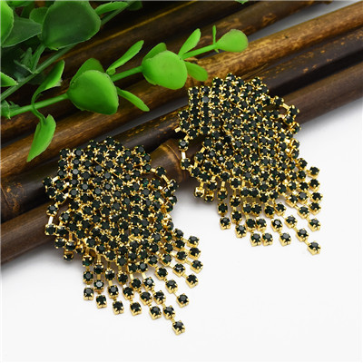 E-4810 5 Colors Gorgeous Crystal Beads Statement Long Drop Earrings For Women Bridal Wedding Party Jewelry Gift
