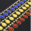 N-4262 New Design Crystal Gemstone Drop Charm Tassels Gold Tone Choker Necklace