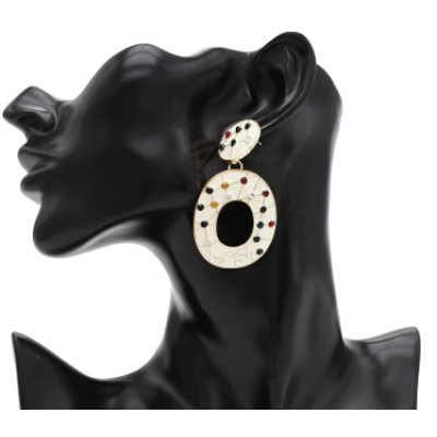 E-4822 6 Colors Fashion Rhinestone Enamel Drop Earrings for Women Wedding Party Jewelry Gift