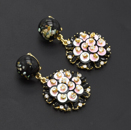 E-4820 Handmade Bohemian Flower Rhinestone Drop Earrings Hook Earring for Women Party Jewelry