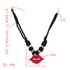 N-3768 Korea Style Female Black Exaggerated Big Red Lip Rhinestone Pendant Choker necklace