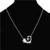 N-3319 Fashion Chaem Silver Plated Cat Crystal Long Chain Pendant Necklace
