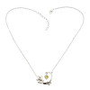N-3319 Fashion Chaem Silver Plated Cat Crystal Long Chain Pendant Necklace