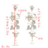 E-4817 Elegant Simulated Pearl Rhinestone Long Drop Earrings for Women Bridal Wedding Party Jewelry