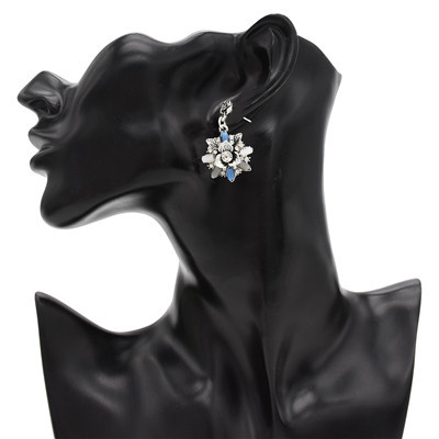E-4816 2 Colors Trendy Vintage Silver Solid Flower Shape Rhinestone Earring For Women Jewelry Design
