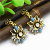 E-4816 2 Colors Trendy Vintage Silver Solid Flower Shape Rhinestone Earring For Women Jewelry Design