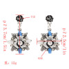 E-4816 2 Colors Trendy Vintage Silver Solid Flower Shape Rhinestone Earring For Women Jewelry Design